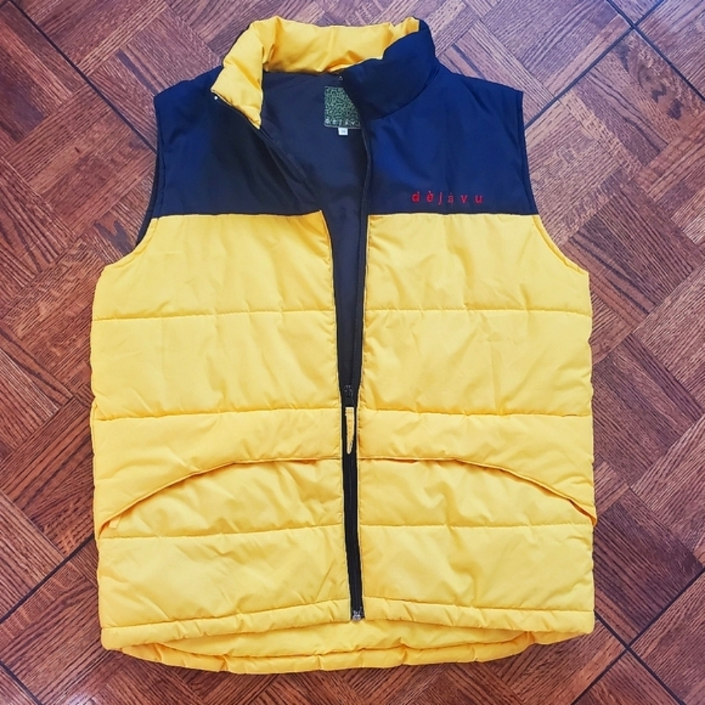 Vintage 80s Dejavu Unisex Sporty Color Block Puffer Vest